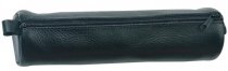 Alassio Leather Zip lock Pen Case 21 x 6 cm. - Black