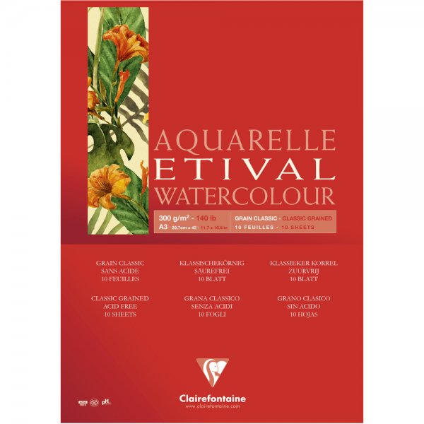 Etival Classic Grain Watercolour Pad 300 g. A3 - 10 Sheets
