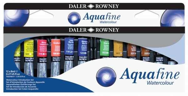 Daler-Rowney Aquafine Watercolour Introduction Set 12 x 8 ml.