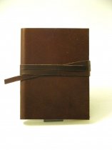 Calve's Lederen Schetsboek met Lange Vetersluiting 16,5 x 12 cm. - Oud Donker Bruin