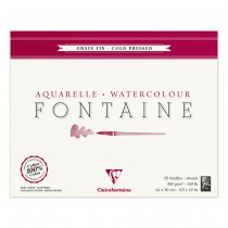 Clairefontaine Block 4-Seitig Verleimt Aquarellpapier Feinkörnig Fontaine 24x30cm, 25 Blatt, 300g