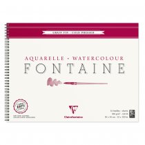 Clairefontaine Block mit Doppelspirale Aquarellpapier Feinkörnig Fontaine 30x40cm, 12 Blatt, 300g