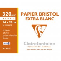 Clairefontaine Bristol Board 320 g. 24x32 cm., Pouch 6 Sheets