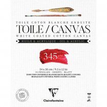 Clairefontaine Fleur de Lys 100% Katoen Canvas-Doek Verlijmde Pad 345 g. 24x30 cm. 10 Blad
