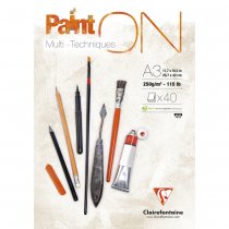 Clairefontaine Paint'On Multi-Technique Blok 1 Zijde Gelijmd 250g. A3 - 40 Blad