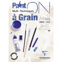 Clairefontaine Paint'On Multitechnik-Papier Block A4 20 Blatt, 250g/m2