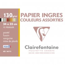 Clairefontaine Envelope Ingres Pastel Paper 24x32cm 12sh 130g ass.