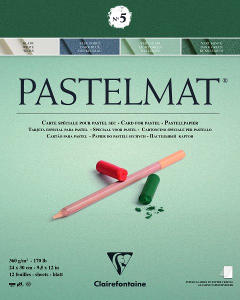 Clairefontaine Pastelmat No. 5 Glued Pad 24x30 cm. 12sh 360g 4 Shades