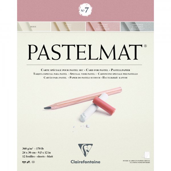 Clairefontaine Pastelmat No. 7 Glued Pad 24x30 cm. 12sh 360g 4 Shades