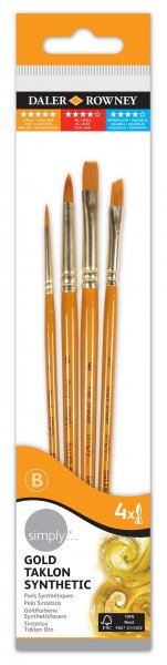 Daler Rowney Gold Taklon Synthetic Brush Set No.1 - 4 Pack