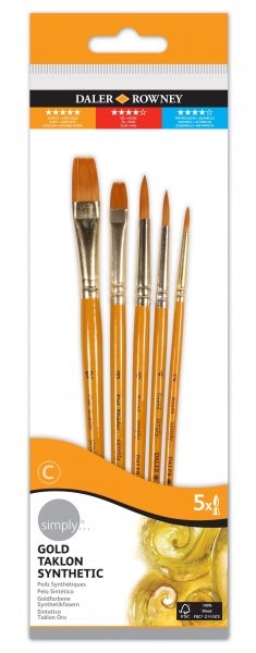 Daler Rowney Gold Taklon Synthetic Brush Set - 5 Pack # 3