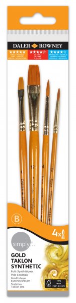 Daler Rowney Gold Taklon Synthetic Brush Set No.2 - 4 Pack