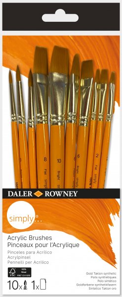 Daler Rowney Simply Acrylic Painting Brush Set - 10 pcs.