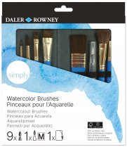 Daler Rowney Simply Aquarellfarben-Pinselset im Etui - 10 Stk.
