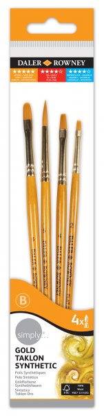 Daler Rowney Gold Taklon Synthetic Brush Set - 4 Pack