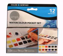 Daler Rowney Simply Watercolour Pocket Set - 12 Half Pan Box
