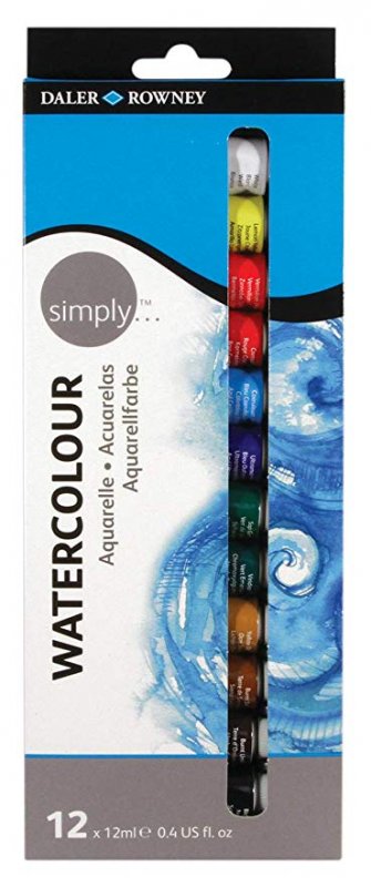 Daler-Rowney Simply Aquarelle Pans Pocket Set de 12 peintures de couleurs assorties