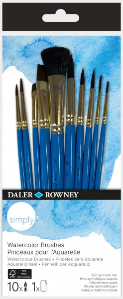 Daler Rowney Simply Watercolour Painting Brush Set - 10 pcs.