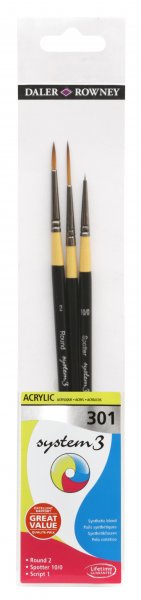 Daler-Rowney System3 Synthetic Brushes 301 - 3 Pack
