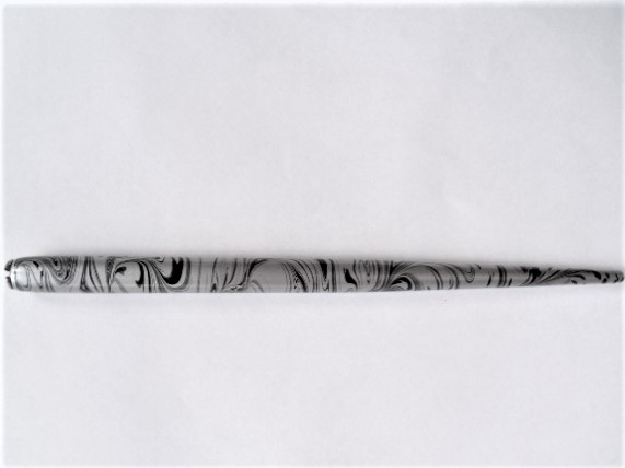 Deml Lacquered Wooden Nib Holder - Black & Silver Marble Swirl