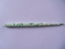 Deml Lacquered Wooden Nib Holder - White & Green Swirl
