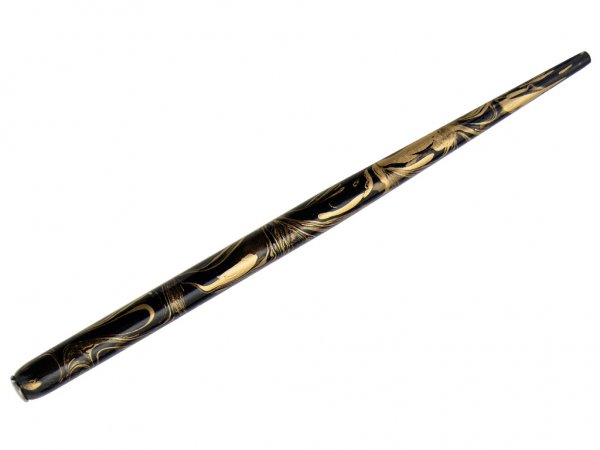 Deml Lacquered Wood Nib Holder - Black & Gold Marble Swirl