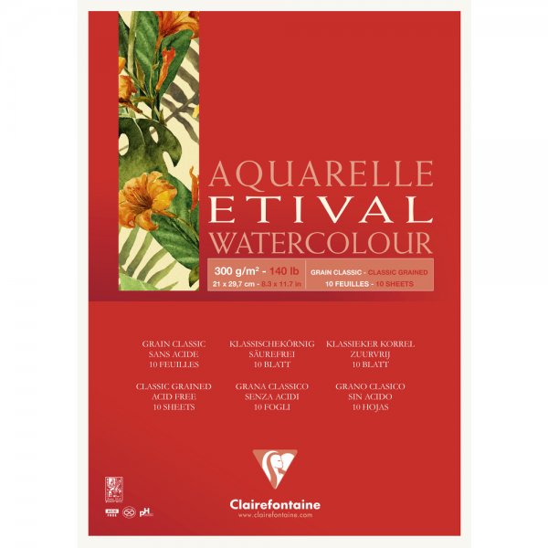 Etival Classic Grain Watercolour Pad 300 g. A4 - 10 Sheets