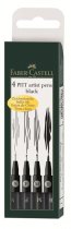 Faber-Castell India Ink PITT Artist Pen Black (S, F, M, B) - 4 Pack