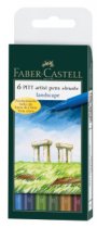 Faber-Castell India Ink PITT Artist Pen Brush 'Landscape' - 6 Pack