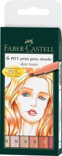 Faber-castell India Ink PITT Artist Pen Brush 'Skin Shades' - 6 Pack