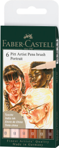 Faber-Castell India Ink Pitt Artist Pen Portrait Colours - 6 Pack