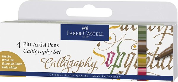 Faber-Castell Pitt Artist Pen Calligraphy India Ink Pen Set C - 4 Pack