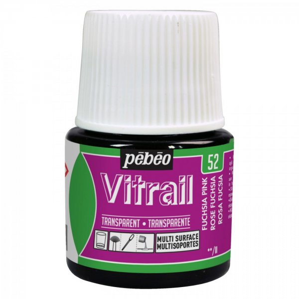 Pebeo Vitrail Transparent Glass Paint - 52 Fuchsia Pink