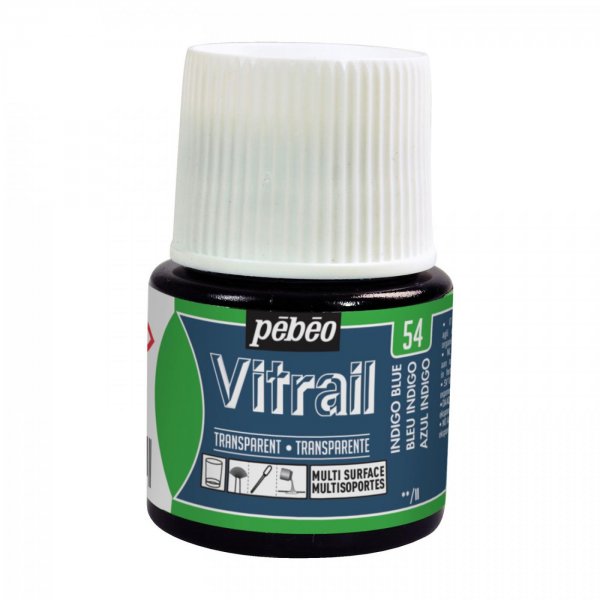 Pebeo Vitrail Transparent Glass Paint - 54 Indigo Blue