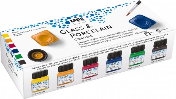 Kreul Glass & Porcelain Paints Transparent Colours Clear Set 6 x 20 ml