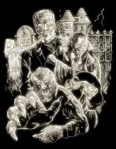 Glow In The Dark Engraving Art A4 - Monsters