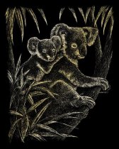 Gravure sur Feuille d'Or A4 - Koalas Gravure sur Feuille d'Or A4 - Koalas