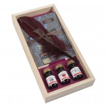 Herbin Goose Quill + Inks Wooden Box Gift Set