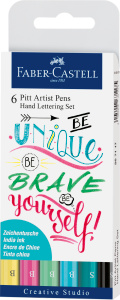 India Ink Pitt Artist Pen Hand Lettering Set (Pastel) - 6 Pack