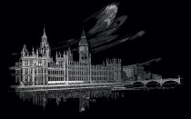 Kratzbild silber A3 - Big Ben & Parlament