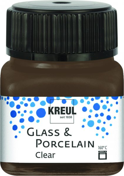 KREUL Clear Glass & Porcelain Paint Clear 20 ml - Transparent Espresso Brown