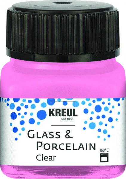 KREUL Clear Glass & Porcelain Paint Clear 20 ml - Transparent Rose