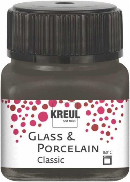 Kreul Glass & Porcelain Paint Classic 20 ml - Opaque Dark Brown