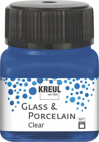 Kreul Glass & Porcelain Paint Clear 20 ml - Transparent Dark Blue