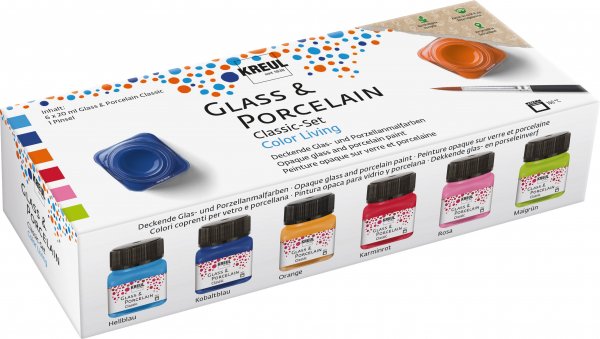 Kreul Glass & Porcelain Paints Living Opaque Colours Set 6 x 20 ml.
