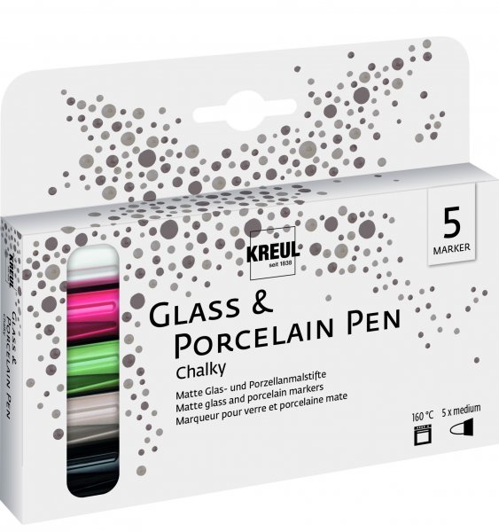 Kreul Glass & Porcelain Pen Chalky Set of 5
