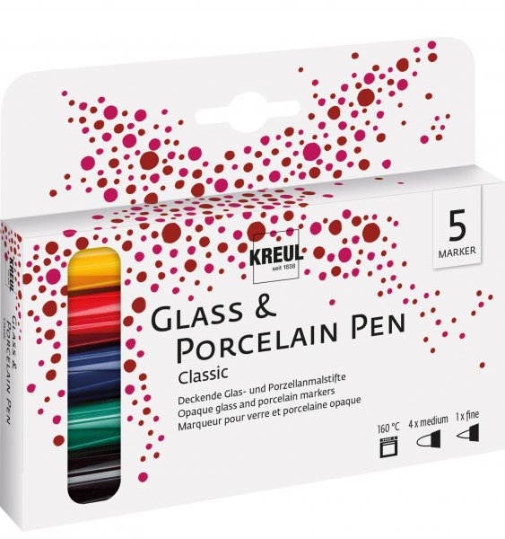 Kreul Glass & Porcelain Pen Classic Set of 5
