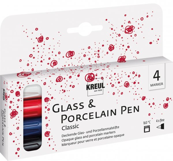 Kreul Glass & Porcelain Pen Classic Fine Set of 4