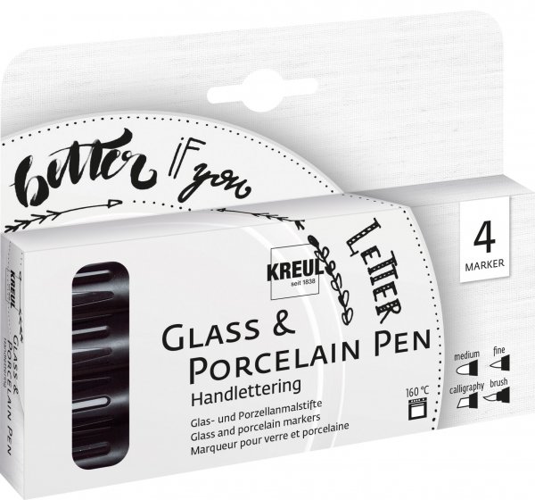 Kreul Glass & Porcelain Pen Handlettering Set of 4