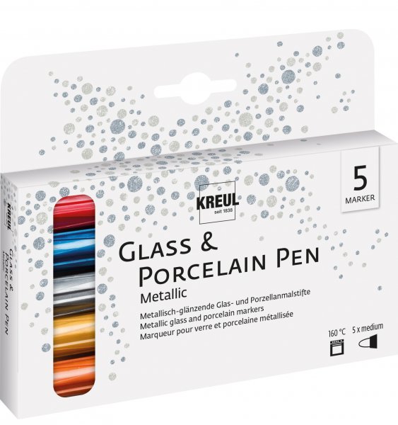 Kreul Glass & Porcelain Pen Metallic Set of 5